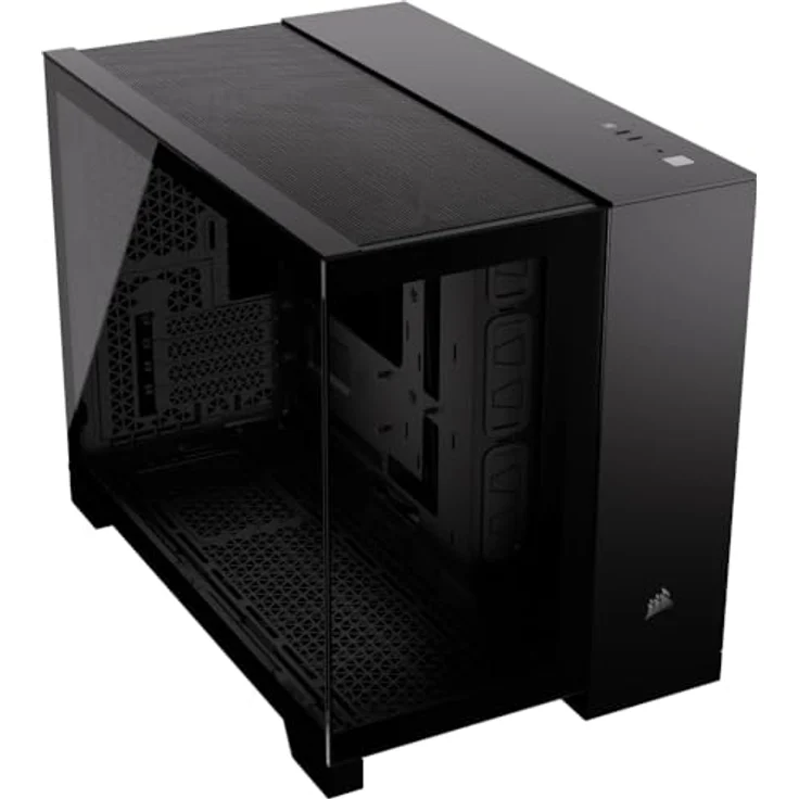 CORSAIR 2500X mATX PC-Gehäuse Aus Gehärtetem Glas - Ohne Lüfter - Zweikammer-Design - Große Kühlungsflexibilität - Kompatibel Mit Reverse Connection Motherboards - Schwarz – Bild 1