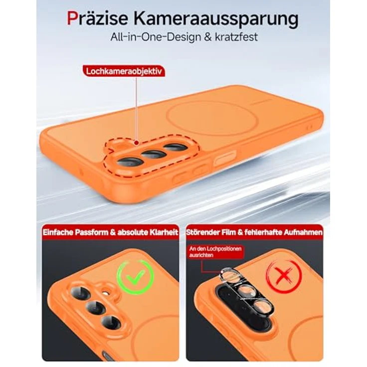 LeYi für Samsung Galaxy A26 5G Hülle mit Magsafe, inklusive 2X Panzerglas, ultra-starker Magnetbefestigung, orange – Bild 5