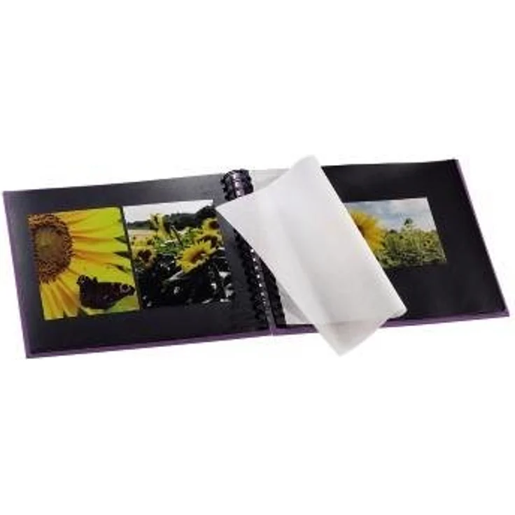Hama Fotoalbum, 28 x 24 cm, 50 schwarze Seiten, 25 Blatt, mit Ausschnitt für Bildeinschub, Fotobuch lila – Bild 5