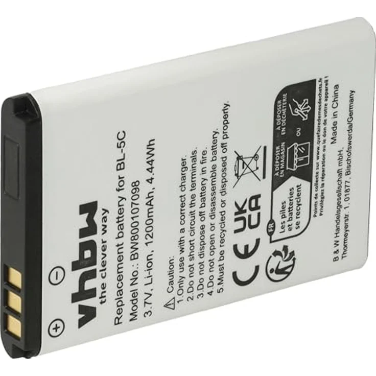 vhbw 1x Lithium-Ionen Akku kompatibel mit Techniradio DAB+ Radio, 1200 mAh, 3,7 Volt, wiederaufladbar – Bild 3