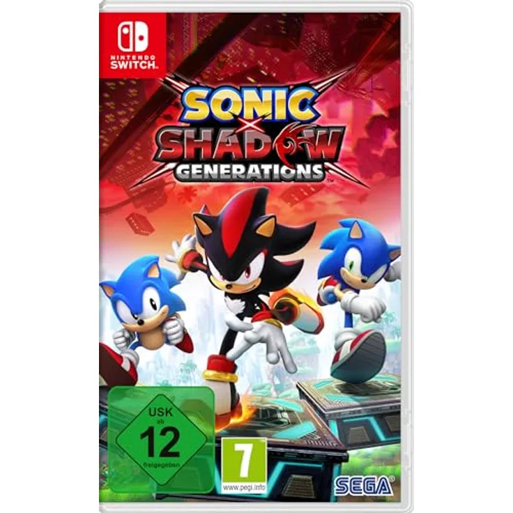 Atlus Sonic x Shadow Generations (Nintendo Switch), Remaster des Zeitreiseabenteuers mit Classic und Modern Sonic, brandneue Story-Kampagne für Shadow, inkl. beliebter 3D- und 2D-Level, Zentralwelt und neue Kräfte, Schwarz