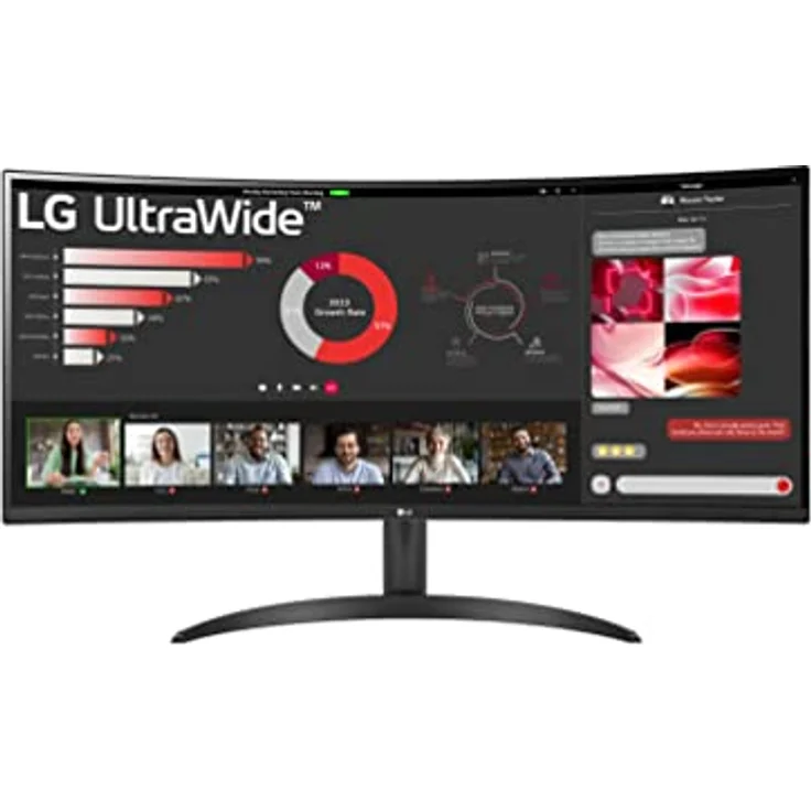 LG UltraWide 21:9 Curved QHD Monitor 34WR50QC-B - 34 Zoll, HDR10, PBP-Modus, AMD FreeSync, 100Hz, Schwarz – Bild 1