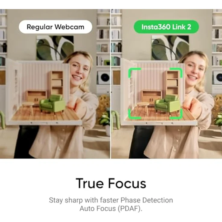 Insta360 Link 2, PTZ 4K Webcam mit 1/2 Zoll Sensor, AI-Tracking, Gestensteuerung, HDR, Mikrofon mit Geräuschunterdrückung für Laptop und Live-Streaming – Bild 2