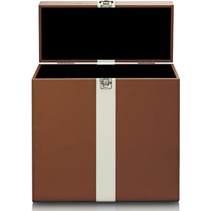 Lenco TTA-301BNWH Record Storage Suitcase Plattenspieler, braun, weiß