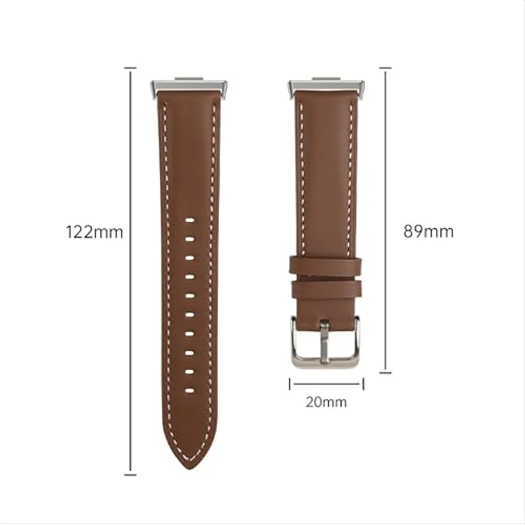 GIOPUEY Echtleder Armband Kompatibel mit Huawei Watch Fit 3/4/4 Pro, verschleißfest und atmungsaktiv - Braun – Bild 4
