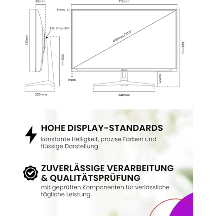 Arozzi Gaming Monitor Nova 32”, QHD 1440p, 180Hz, IPS, Adaptive Sync, HDR10, flimmerfrei, 100% sRGB, Weiß – Bild 4