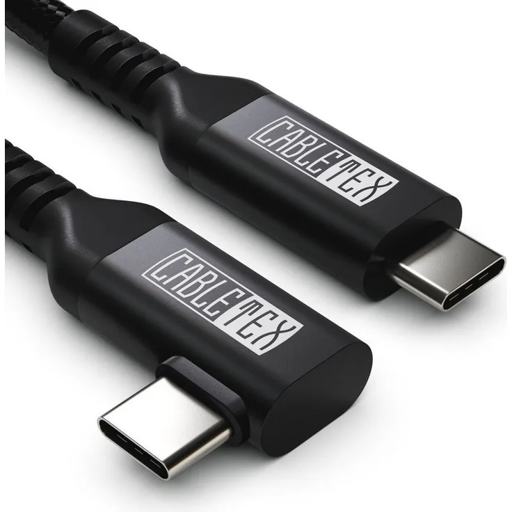 CABLETEX 5m USB-C Link Kabel für Meta Oculus Quest 3 & 2, verstärkt, abgewinkelter Stecker, Nylonmantel, für Laden & Spielen