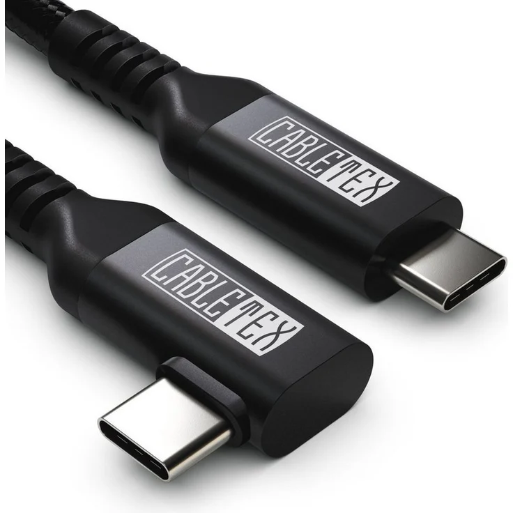 CABLETEX 5m USB-C Link Kabel für Meta Oculus Quest 3 & 2, verstärkt, abgewinkelter Stecker, Nylonmantel, für Laden & Spielen