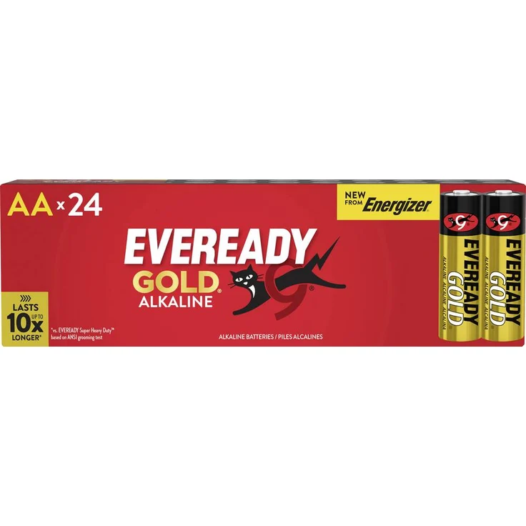 Eveready E304401000 Mignon (AA) Batterie, 1.5V Alkaline, 24er Pack für Geräte mit niedrigem bis mittlerem Stromverbrauch