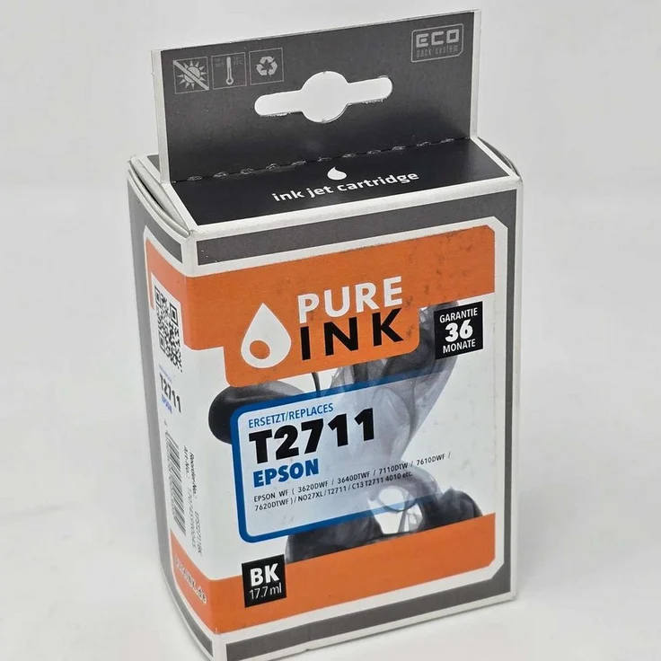 Pure Ink Tintenpatrone ersetzt Epson Patrone T2711, kompatible black Tintenpatrone mit 17,7 ml für Epson Drucker