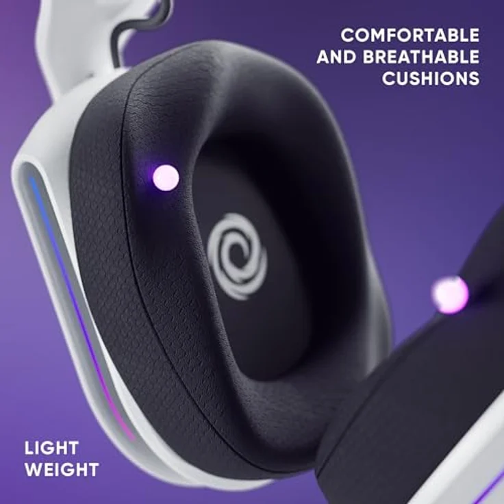 Oniverse Gaming-Headset Polaris, kabellos, PS5/PS4/Switch/PC/mobil, LED, geringe Latenz 2,4 GHz/Bluetooth, Akku 33 Stunden, virtueller Sound 7.1, Dual-Mikrofon, blau – Bild 5