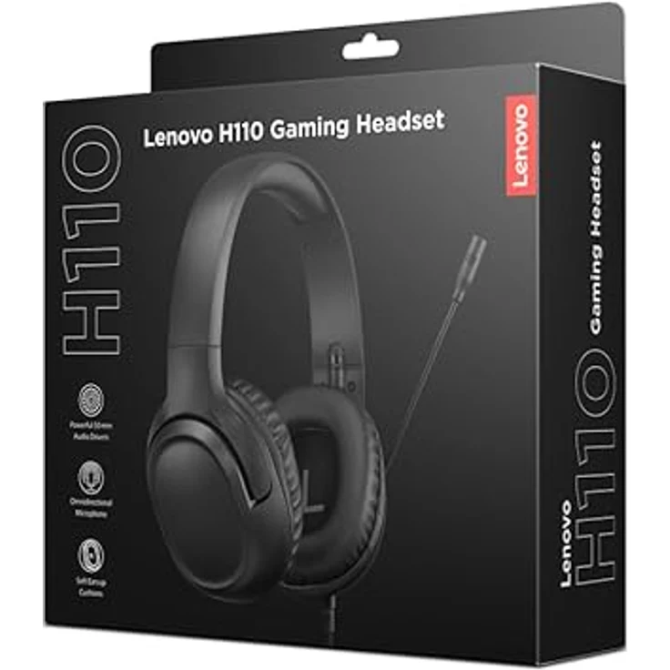 Lenovo H110 Gaming Headset (P), kabelgebundenes Gaming-Headset mit 50-mm-Treibern und omnidirektionalem Mikrofon, Schwarz – Bild 10