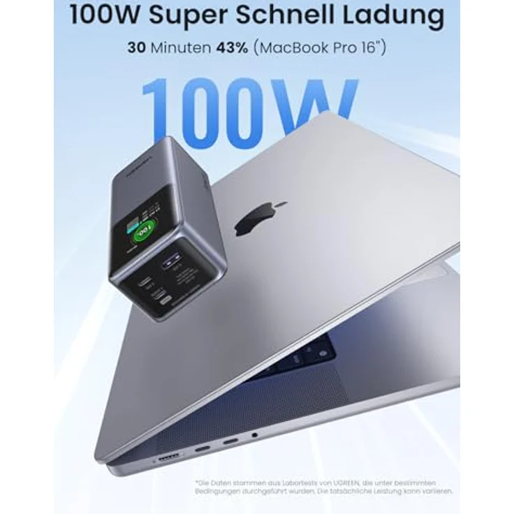 UGREEN Nexode Power Bank 20000mAh 130W mit 3 Ports externer Akku mit digitalem Display, kompatibel mit iPhone 15 Pro/Pro Max/15/14, Galaxy S24 Ultra, MacBook Pro - Schwarz – Bild 2