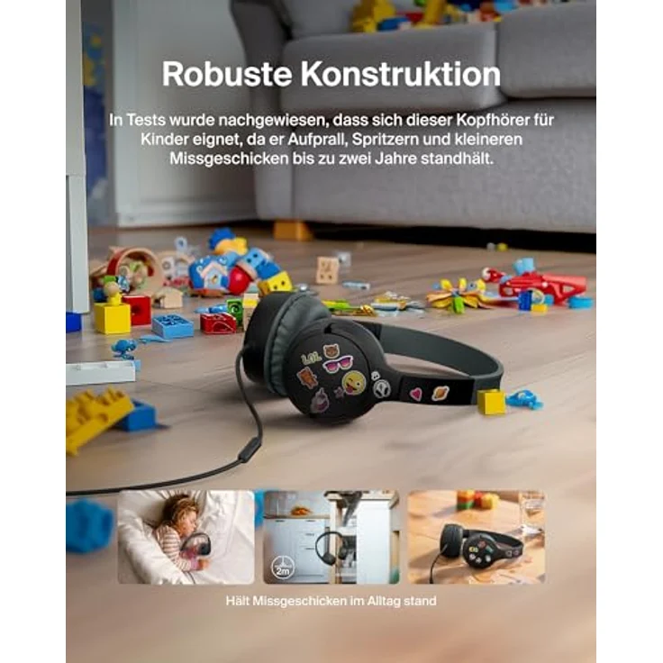 Belkin SoundForm On-Ear Kopfhörer für Kinder, kabelgebunden, schwarz, Modell AUD010hqBK – Bild 6
