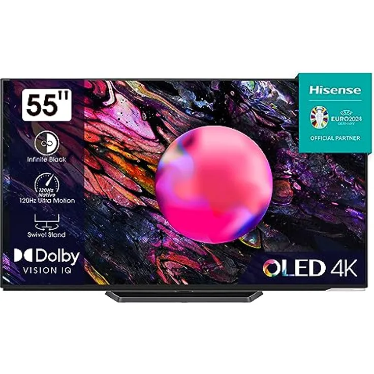 Hisense 55A85K 139cm (55 Zoll) Fernseher, OLED, 4K, HDR, Dolby Vision IQ & Atmos, IMAX Enhanced, Filmmaker Mode, 120Hz, Apple AirPlay, Alexa Built-in, Game Mode Pro, DTS Virtual X, anthrazit [2023]
