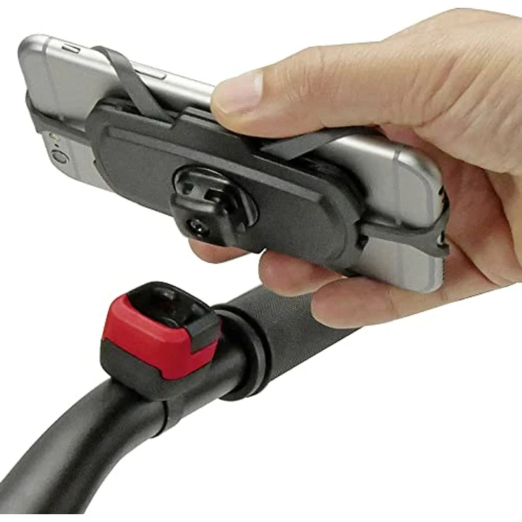 KlickFix Caddy, Smartphone Halterung mit O-Ring-Dämpfung, 360° drehbar, Schwarz-Rot – Bild 8
