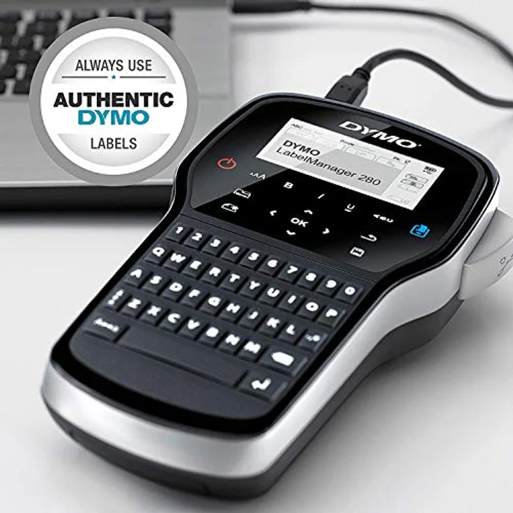 DYMO LabelManager 280 Wiederaufladbares Handheld-Etikettendrucker-Set, QWERTY-Tastatur, mit 2 Rollen D1-Etiketten und Tragetasche – Bild 3