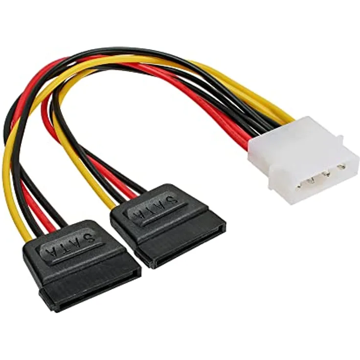 InLine Strom Y-Kabel intern, 1x 13,34cm (5,25") an 2x 15pol SATA, 0,2m