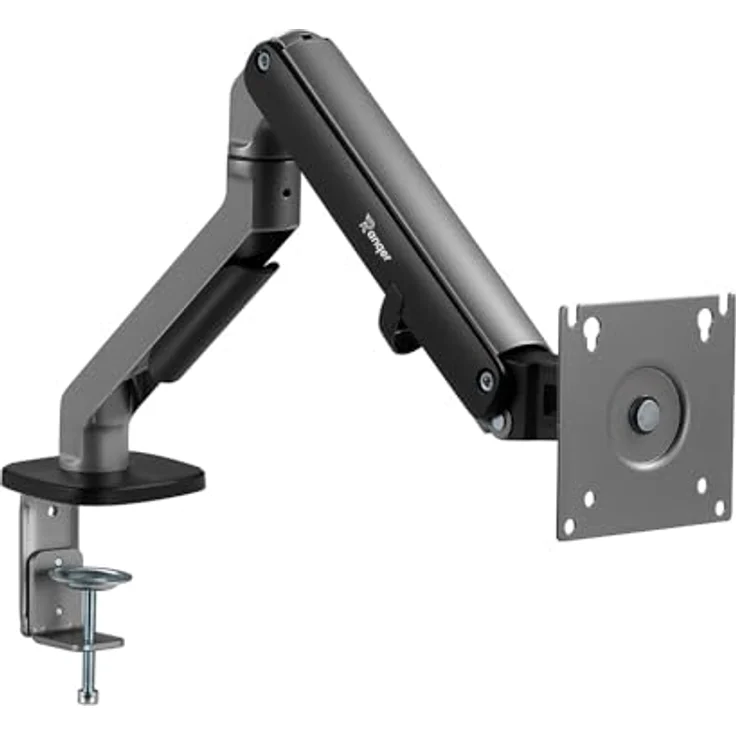 Ranqer Monitorhalterung Pro, für 17-32 Zoll Bildschirme, VESA 75 & 100 mm, Höhenverstellbar, 360° Rotation, schwenk- und neigbar, bis 9 kg, mit Kabelmanagement, schwarz – Bild 2