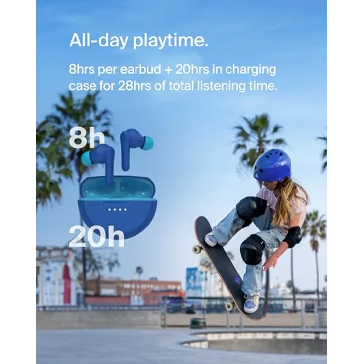 Belkin Soundform Nano2 Wireless Kinder In-Ear blau AUC011btBL, Kabellose Kopfhörer - 8 Stunden Akkulaufzeit – Bild 2