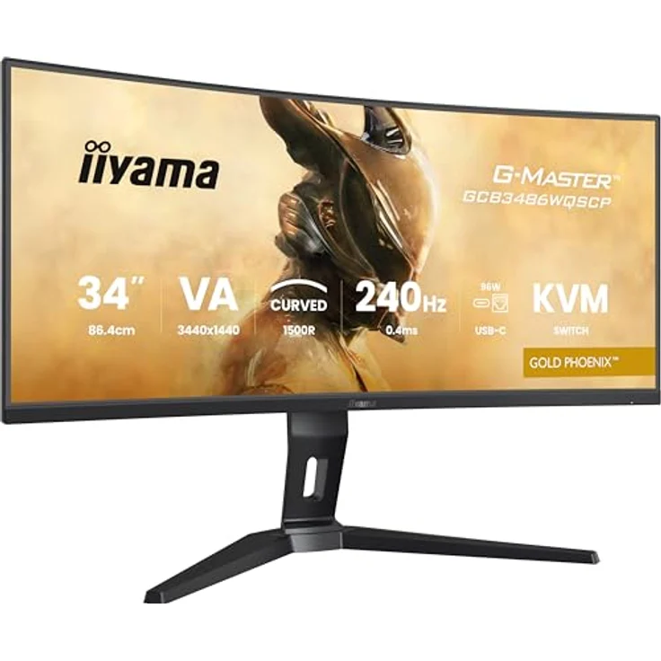 iiyama G-MASTER Gold Phoenix GCB3486WQSCP-B1, 34" Curved VA LED Gaming Monitor, 3440x1440 UWQHD, 240Hz, 0.4ms, KVM, HDR400, FreeSync Premium, höhenverstellbar – Bild 1