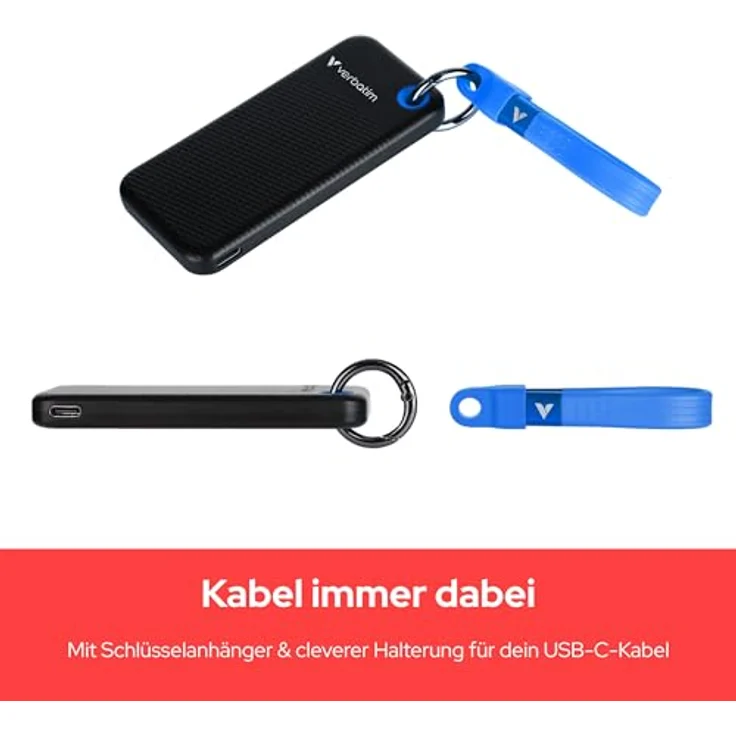 Verbatim Pocket SSD, 256 GB, USB Typ-C, 3.2 Gen 2, 10000 MB/s, schwarz-blau – Bild 4