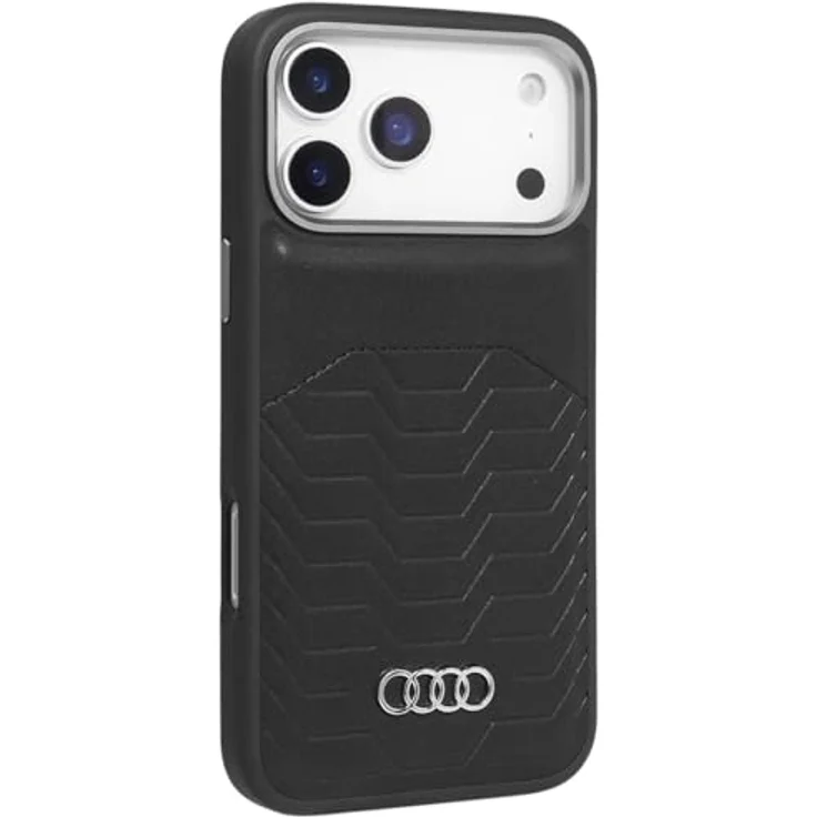 Audi Handyhülle Case iPhone 17 Pro GT, Kunstleder schwarz, MagSafe, 6,3 Zoll mit Kantenschutz – Bild 2
