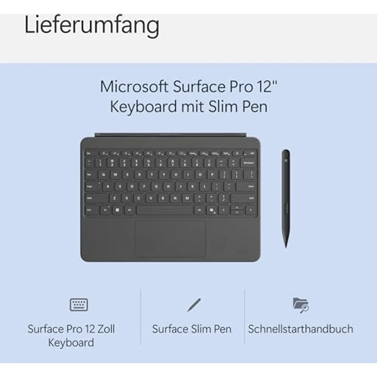 Microsoft Surface Pro 12" Keyboard mit Slim Pen, Hintergrundbeleuchtung, 360° Scharnier, Anthrazit, kompatibel mit Surface Pro (1. Edition) – Bild 5