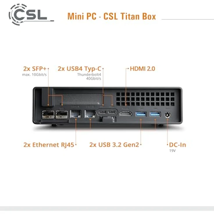 CSL TitanBox i9-12900H, Mini PC mit 14 Kernen, 96 Go DDR5 RAM, 2000 GB M.2 SSD, schwarz – Bild 4
