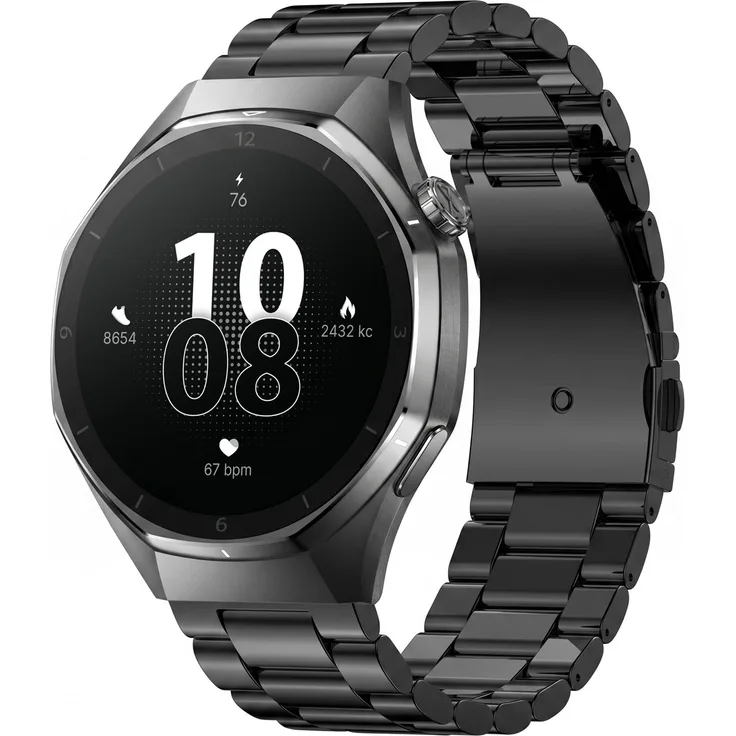 FOREVER xBase SW-720, Wasserdichte Smartwatch für Herren mit großem schwarzen Stahlarmband, Bluetooth 5.3, Touchscreen und Sportmodi