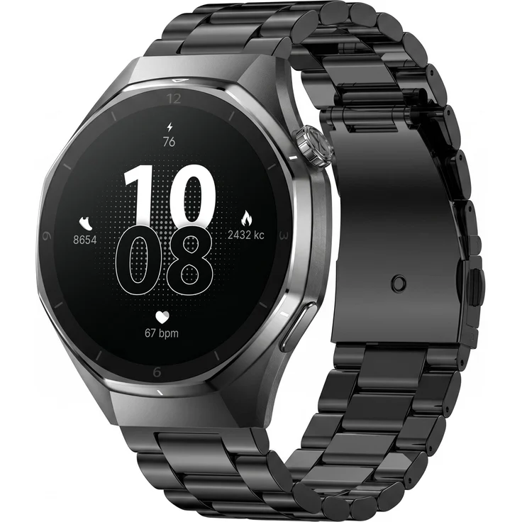 FOREVER xBase SW-720, Wasserdichte Smartwatch für Herren mit großem schwarzen Stahlarmband, Bluetooth 5.3, Touchscreen und Sportmodi