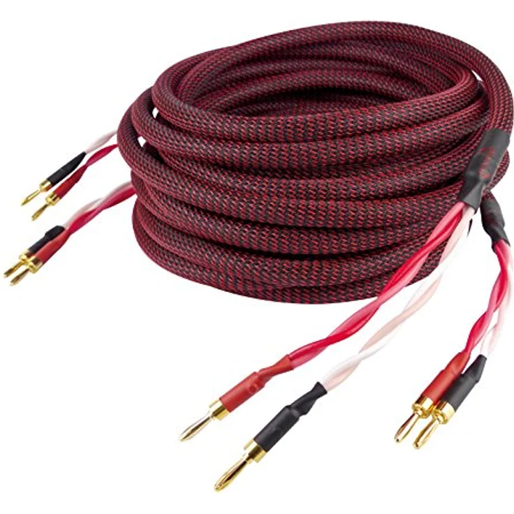 Dynavox Perfect Sound Lautsprecherkabel, Paar, Flexibles High-End Lautspecher-Kabel mit hochwertigen Bananensteckern, konfektioniert, Farbe schwarz-rot, Länge 5 m – Bild 2