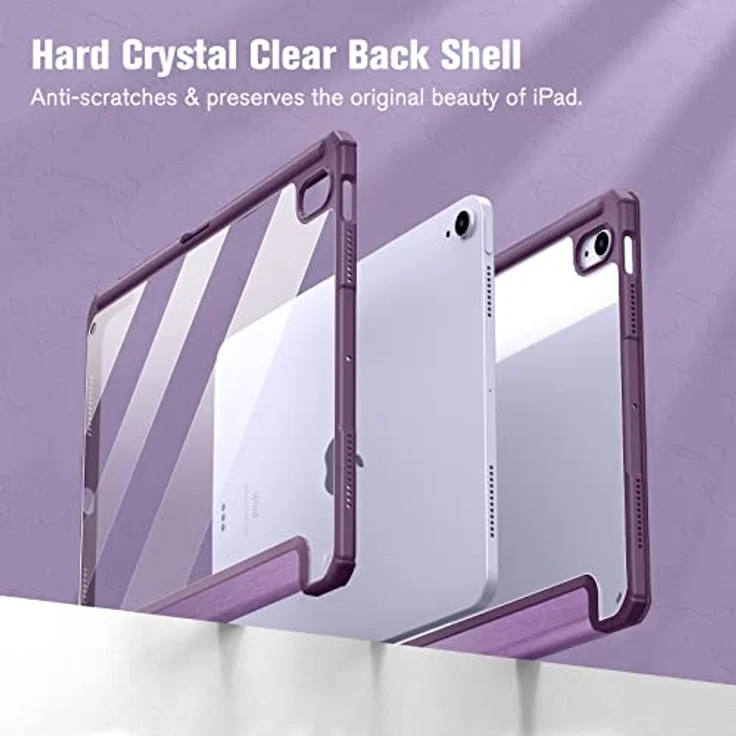 Fintie Hybrid Hülle für iPad Air 11 Zoll M3 2025/M2 2024, iPad Air 5/4 Gen (2022/2020) - Stoßfeste Schutzhülle mit transparenter Hartschale und Stifthalter, Dunkellila – Bild 5