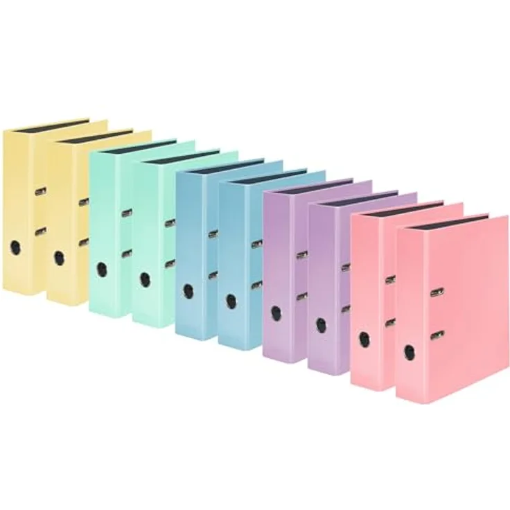 Falken Aktenordner PastellColor A4, 80 mm Hebelmechanik, farbig sortiert, FSC-zertifiziert