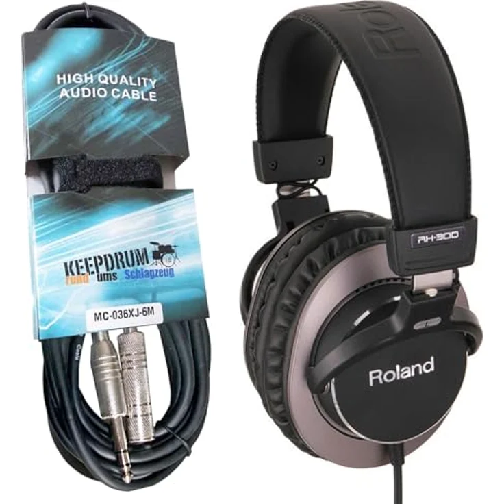Roland RH-300 Studio-Kopfhörer Schwarz-Silber, geschlossen, breiter Frequenzbereich 10 - 25000Hz – Bild 1