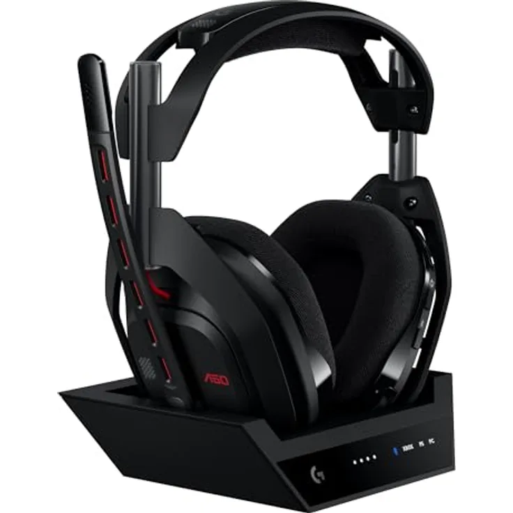 Logitech G Astro A50 LIGHTSPEED kabellose Gaming-Headset + Basisstation (Gen 5), PRO-G GRAPHENE, 3-System-Umschaltung, USB-C, Bluetooth - Schwarz