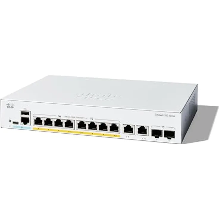 Cisco Catalyst 1200-8FP-2G-Smart-Switch, 8-Port-GE, vollständiges PoE, 2 x 1-GE-Kombi, eingeschränkter Lebenszeitschutz (C1200-8FP-2G)