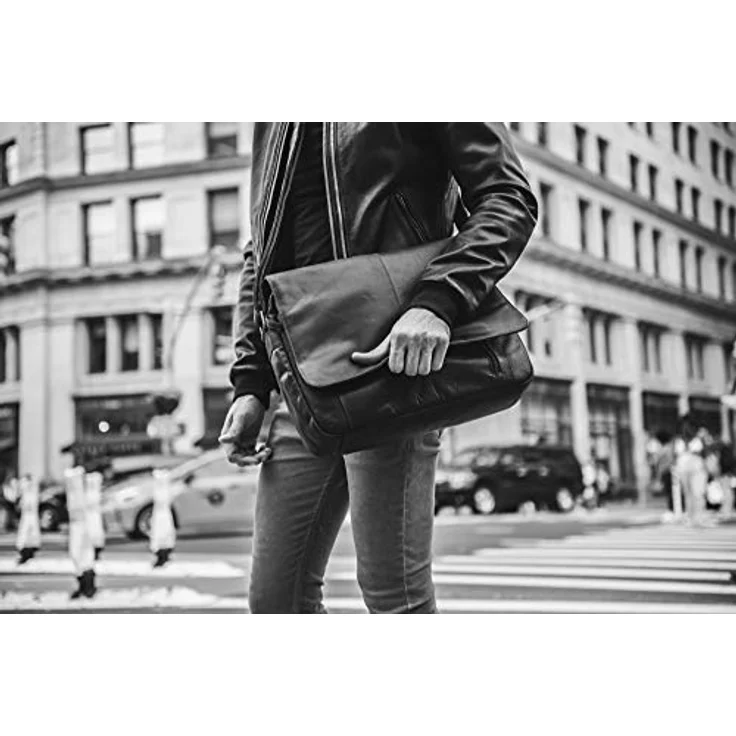 The Chesterfield Brand Wax Pull Up Messenger Tasche, 40 cm mit Laptopfach, 100% Leder, schwarz – Bild 7