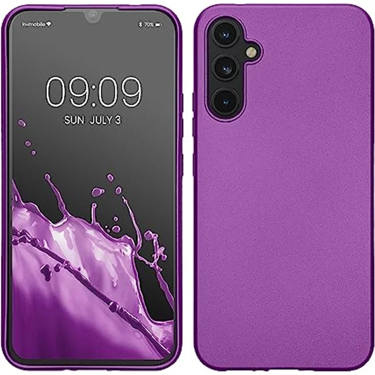 kwmobile Handyhülle für Samsung Galaxy A34 5G - Silikon Case in Metallic Violett, flexibel, reißfest und rutschfest – Bild 1