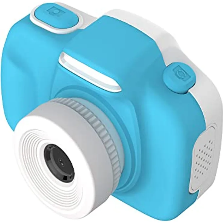 OAXIS myFirst Kinder Full HD 16MP Kamera HD Digitalkamera Frontkamera und Selfie Objektiv Digital Video Kamera für Kinder, inkl. Silikon-Schutzhülle - Blau