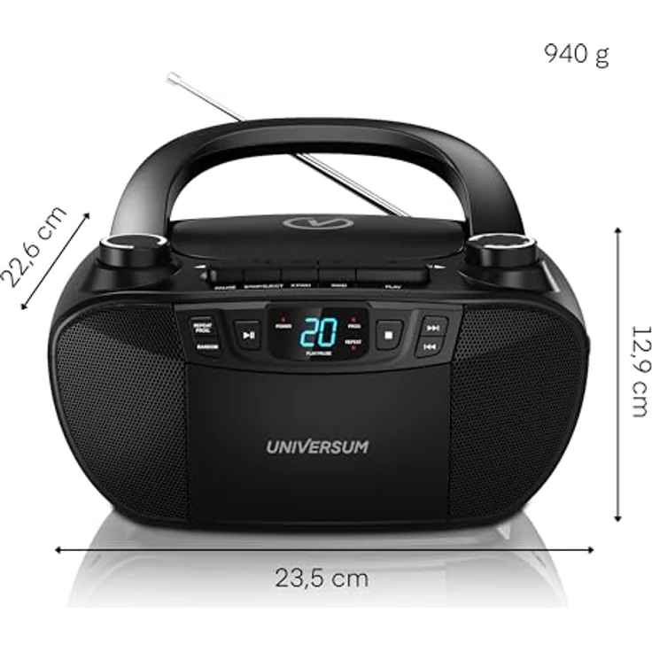 UNIVERSUM* BB 200, tragbarer CD-Player mit AM/FM Radio, Kassettenspieler und Kopfhöreranschluss, leicht bedienbar – Bild 5