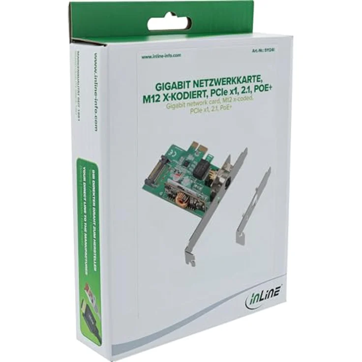 InLine Gigabit Netzwerkkarte, M12 x-kodiert, PCIe x1, 2.1, PoE+, VLAN-Tagging, robust für industrielle Anwendungen, 51124I – Bild 2