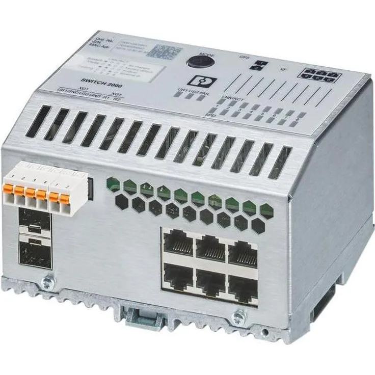 Phoenix Contact PHOE Industrial Ethernet Switch (8 Ports), unmanaged DIN-Rail Switch mit PROFINET Conformance-Class B und erweiteretem Temperaturbereich