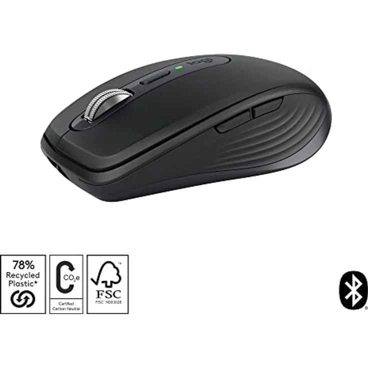 Logitech MX Anywhere 3S Compact Kabellose Maus, Fast Scrolling, 8K DPI Any-Surface Tracking, Quiet Clicks, Programmierbare Tasten, USB C, Bluetooth, Windows PC, Linux, Chrome, Mac - Graphit – Bild 2