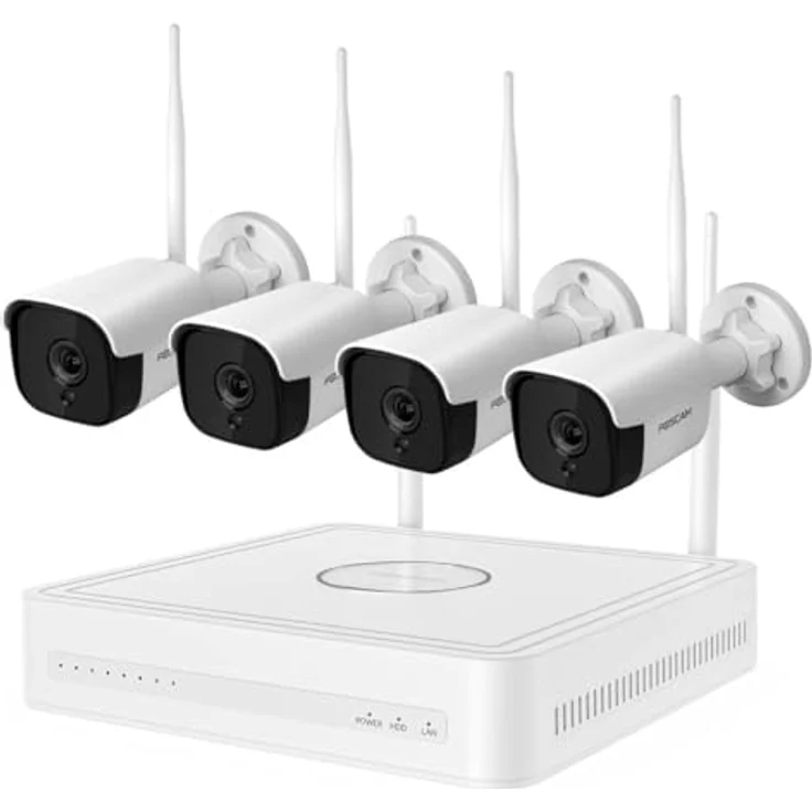 Foscam FN9108W-B4-2T WLAN-Überwachungsset, 8-Kanal mit 4 x 5 MP Kameras, Wi-Fi 6 und erweiterter Personenerkennung – Bild 1