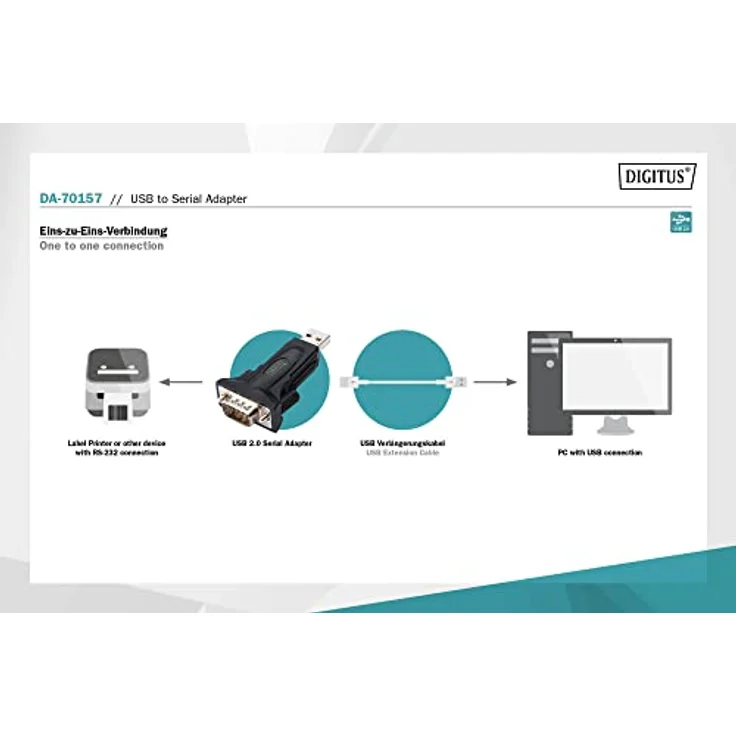 DIGITUS USB auf Seriell Adapter - RS485 Konverter - USB 2.0 Typ-A zu DSUB 9M - FTDI FT232RL Chipsatz - Inkl. 80 cm Kabel – Bild 4
