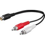 0.2m 1x Cinch Kupplung auf 2x Cinch Stecker - geschirmt