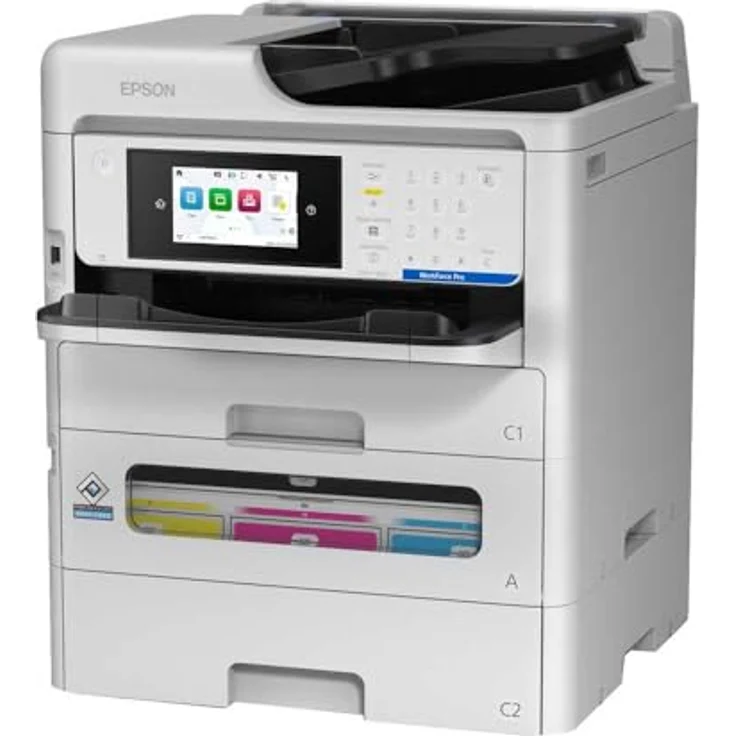 Epson WorkForce Pro EM-C800RDWF, Multifunktionsdrucker mit Duplex-Scan, Heat-Free Drucktechnologie, Schwarz – Bild 2