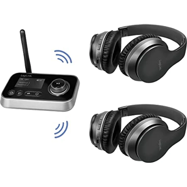 LogiLink BT0062 - Bluetooth 5.0 Audiosender und Empfänger (Transmitter und Receiver) um Nicht-bluetoohfähige Geräte mit Bluetooth auszustatten, 2 Kopfhörer gleichzeitig koppeln, Schwarz – Bild 4