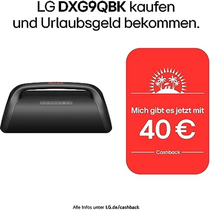 LG XBOOM Go DXG9, tragbarer Bluetooth-Lautsprecher (120 Watt, Google Assistant, Siri, Beleuchtung), Schwarz – Bild 2